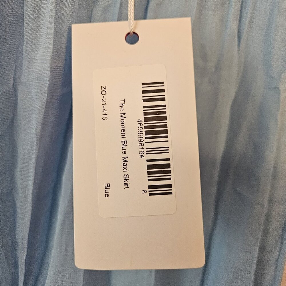 Beginning Boutique Women Light Blue Crinkle Maxi Skirt Size 4 NWT - Picture 4 of 5